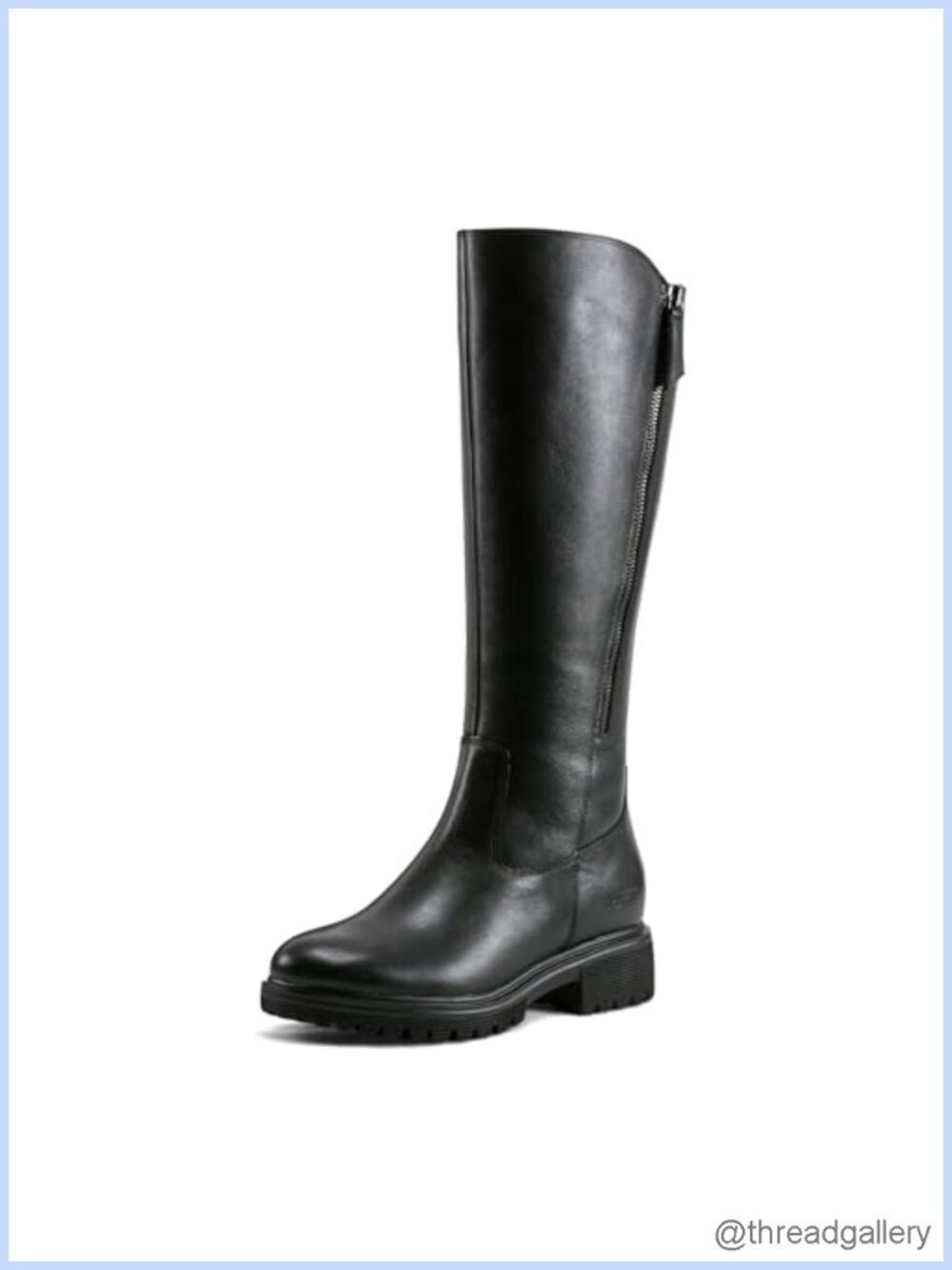 Leather Knee High Equestrian Boots Almond Toe Flat Arch Support